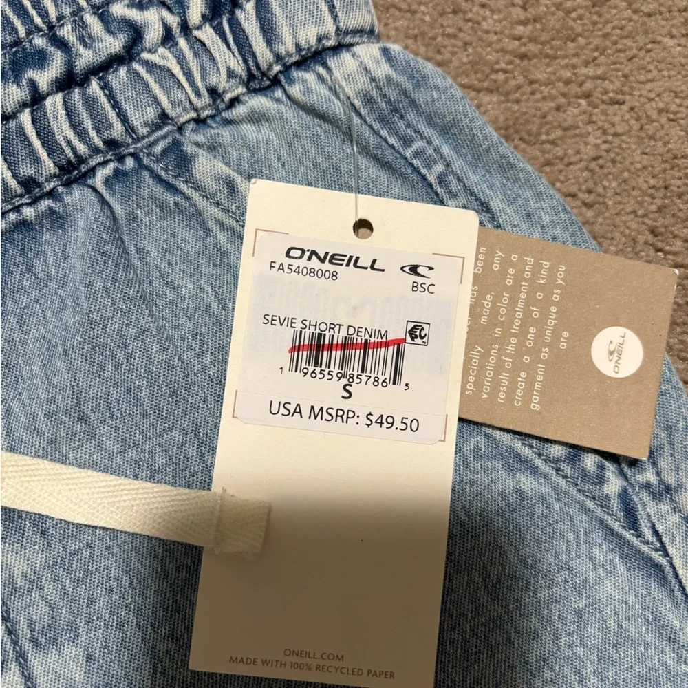 O'Neill Light Blue Denim Drawstring Pocket Shorts - Picture 2 of 4
